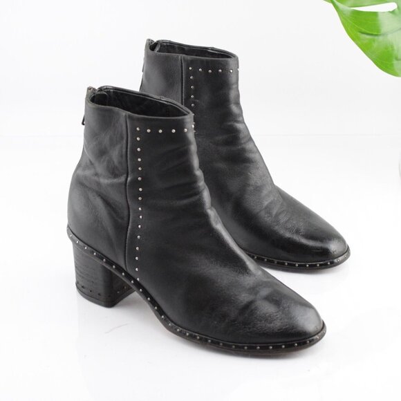 Rag Bone Womens Willow Boots Size 35 5 Black Leather Studded Block Heel Bootie - Picture 2 of 13